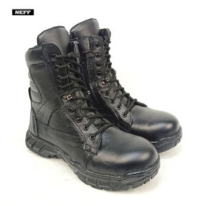 NEFF Sepatu Boot Safety Pria Braja 219 Hitam Kulit Sapi Pelindung Besi