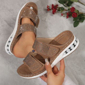 Free Shipping WomenS Wedge Heel Slippers New Summer Style Thick-Soled Casual Sandals Available In Large Sizes