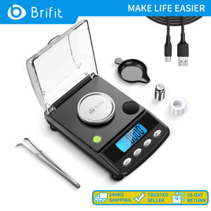 Brifit 0.001g/ 20g เครื่องชั่งดิจิตอลพ็อกเก็ตแม่นยำ เครื่องชั่งน้ำหนักมิลลิกรัม เครื่องชั่งน้ำหนักอิเล็กทรอนิกส์ เครื่องชั่งน้ำหนักเครื่องประดับขนาดเล็กพร้อมแหนบน้ำหนักสอบเทียบ จานชั่งน้ำหนัก จอ LCD ขับเคลื่อนด้วย USB