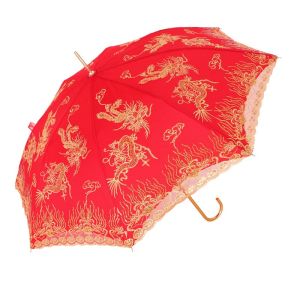 Bridal Umbrella Long Handle Embroidery Lace Knot Pro W W Red Double Layer Handmade Lace Embroidery Umbrella