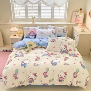 5/4-IN-1 Sanrio Series PREMIUM FITTED QUEEN/KING/SUPER SINGLE/SINGLE Bedsheet / SELIMUT SEDERHANA TEBAL | Washed Cotton- RABEDSHEET