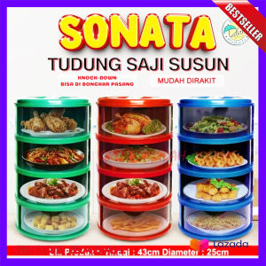 DISKON !! Tudung Saji 4 Susun / Transparent Stackable Food Insulation Cover / Food Storage 4 Susun