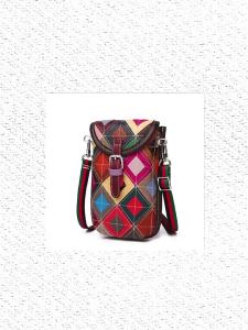 New genuine leather cowhide small bag with colorful diamond stitching clasp closure single shoulder crossbody bag for women available for cross-border shipping