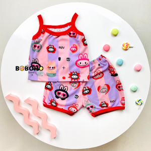 BOBOHO - SETELAN TANKTOP LABUBU NEWBORN ANAK PEREMPUAN LOKAL / ONE SET BAJU SANTAI ANAK PEREMPUAN
