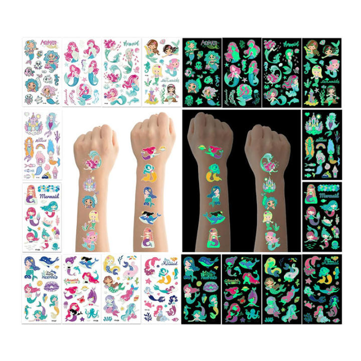 Glow Temporary Tattoos for Kids Waterproof Luminous Tattoo Stickers