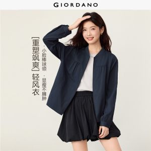 Giordano Beau Monde Women Baseball collar gathered seam detail jacket Free Shipping 13376795