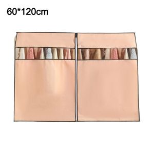 JUNOTERNEY Non-woven Zipper Clothes Dust Cover Waterproof Thickened Floor-standing Coat Hanger Cover Simple Dustproof Dress Storage Bag for Bedroom