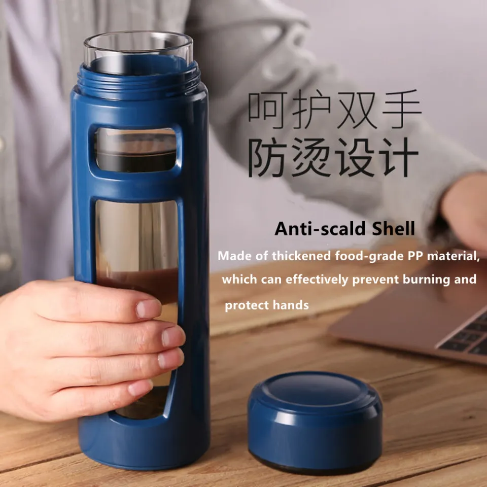 500ML 800ML 1000ML Glass Water Bottle with a Strainer Double Layer PP  Plastic Unbreakable Large Capacity Glass Cup BPA Free