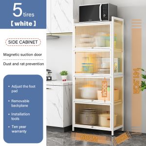 Kitchen Rack Storage Cabinet With Door Floor-standing Multi-layer Microwave Oven Pot Rack Sideboard Cabinet