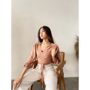 Toply shop COD +GRATIS ONGKIR Wrap top kalea / wrap top wanita kekinian / top wrap viral / wrap top terabru angelie