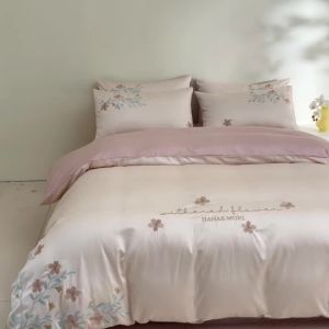 Mr. Jues Light Luxury 100S Long-staple Cotton Bedding Set Four Pieces All Cotton Pure Cotton Bed Sheet Duvet Cover High-end Embroidered Bedding LZD