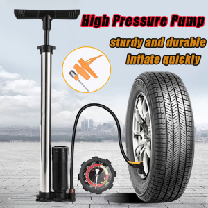 Car Pump High Pressure Bike Air Pump 160 PSI Stainless steel Durable Base Tire Pump Pump With Guage