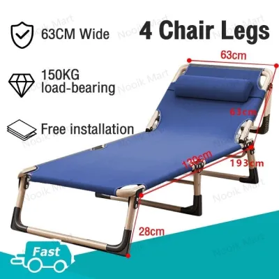 Tempat Tidur Lipat dengan Kasur Ranjang Lipat 190CM Folding Bed Portable Kursi Malas Kursi Santai