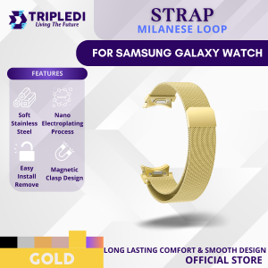 TRIPLEDI Strap Milanese 20mm TD8202 For Samsung Galaxy Watch 4 5 6 7 FE Pro Classic Series Tali Jam 40 42 43 44 45 46 47mm Metal Magnetik