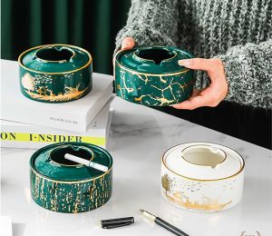 Gạt tàn tròn gạt tàn sứ phong cách Bắc Âu – sẵn hai màu xanh cổ vịt và trắng sang trọng – nội thất phòng khách