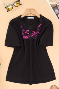 Áo thun thiết kế tinh giản thanh lịch chất liệu Thun cotton dày dặn AN4Y0832 Thời trang Thiều Hoa