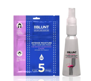 BBLUNT Hot Shot Heat Protection Mist with Grapeseed Oil & Intense Moisture Heat Hair Spa Mask COMBO