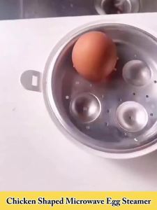 Nồi hấp trứng vi sóng 4 quả Máy hấp trứng vi sóng di động Máy hấp trứng hình con gà Dụng cụ hấp trứng chần Dụng cụ làm bữa sáng nhanh chóng 4.8x3.7 inch