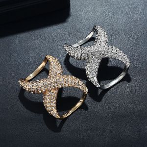 OMQAIO Gift For Women Luxurious Silk Scarf  Buckle Fastener Scarves X Shape Shawl Ring Clip Fashion Accessories Brooch Pins Jewelry
