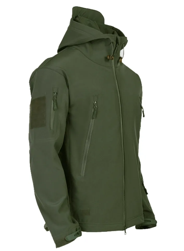 US Military Army SharkSkin SoftShell Tactical Windproof Waterproof Jackets  Men Hood Coat Combat Fishing Hiking Camping Hunting