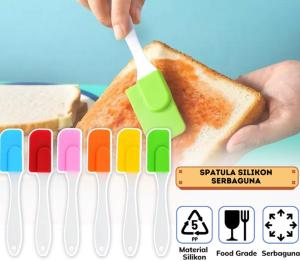 Spatula Silicone Alat Aduk Adonan Kue Anti Lengket Food Grade Elastis Tahan Panas Oles Cake Silikon