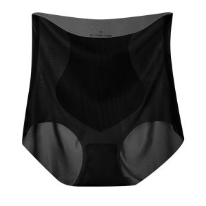 Seamless Panties Ice Silk Shapewear Underwear High Waist Panties Tummy Control Butt Lift Breathable Women Panties No Trace Women Clothing Middle Waist Anti-Roll Edges