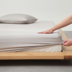 【Super low price】3pcs Fitted Sheet SetSilky Lyocell Bamboo FiberSolid Color Smooth Mattress Cover With Elastic Bands For 1.2/1.5/1.8m Bed