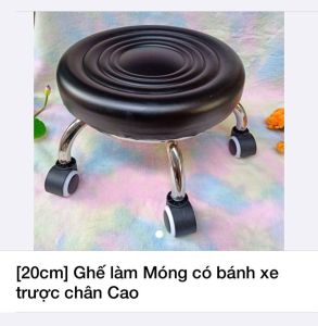 Ghế lùn làm móng GHẾ BỆT THẤP LÀM NAIL (bánh xe cao 20cm xoay 360 độ) chắc mềm êm chịu lực tốt