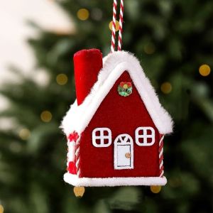 OOG 3D Christmas Tree Fabric Pendant Creative Mini DIY Christmas Tree Hanging Cute Soft Xmas Plush House Ornaments Window Decoration