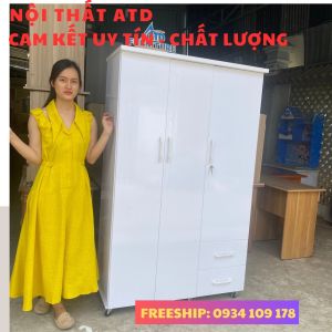 Tủ quần áo nhựa Đài Loan cao cấp- tủ nhựa 3 cánh 2 ngăn màu trắngsồi sang trọng giao nhanh tphcm bình dương