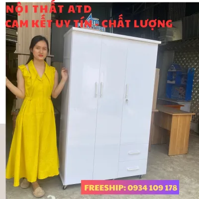 Tủ quần áo nhựa Đài Loan cao cấp- tủ nhựa 3 cánh 2 ngăn màu trắngsồi sang trọng giao nhanh tphcm bình dương