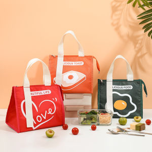 Thermal Lunch Bag with Zipper Oxford Cloth Food Carrier Portable Picnic Storage Pouch Large-capacity Bento Bags Handbags