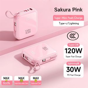 CCC Certified 120W Fast Charge Power Bank 10000mAh | Built-in Lightning/Type-C Cables | Mini Portable