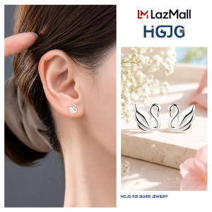 Bông Tai Bạc Nữ Họa Tiết Thiên Nga 925 HGJG Tôn Lên Khí Chất Thanh Lịch Sang Trọng Đeo Hằng Ngày