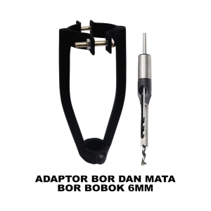 Dudukan mesin bor bobok kayu adaptor wood mortising attachment lengkap dengan mata bor 6mm