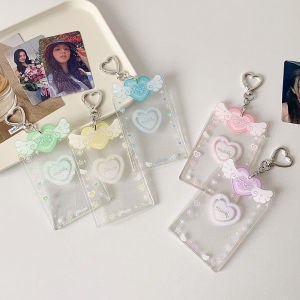 TEENI Love Heart Pendant Photocard Holder Hanging Decoration Acrylic Card Cover Photo Photocard Frame Star Fans Photocard Holder Picture Card Protective Case Card Decor