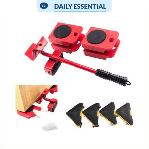 【DAILY ESSENTIAL】 Furniture Mover Tool Set with 4 Swivel Dollies and Lifter Heavy Item Moving Roller for Sofa Cabinet