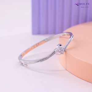 MEILYN Gelang Kaku Wanita Model Love Mata Baris 2 Susun Ring Lapis Perak 18K 0232230213