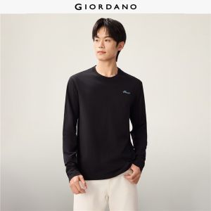 Giordano Beau Monde Men Embroidery crewneck long sleeve tee Free Shipping 13026865