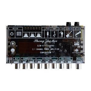 SZM-KTV200PRO 2.1 Channel Amplifier 50WX2+100W Bluetooth 6.0 FM /RGB LED Radio Function and Karaoke