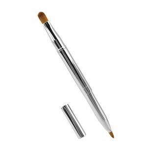 Quacc Double-ended Retractable Lip Makeup Brush    Lip Liner Brush for Lipstick Lip Gloss Eyeshadow (Silver)