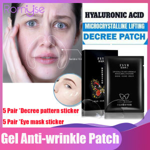 Romyse 5 Pair Gel Anti-wrinkle Patch Face Care Mask Frown Lines Removal Gel Patch Nasolabial Folds Facial Forehead Anti-Wrinkle Mask Anti-Aging Eye Sticker