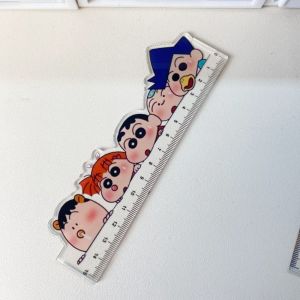 FDGFGG Cute 15CM Straight Rulers Cartoon Kawaii Crayon Shin-chan Ruler Stationery Acrylic Measuring Ruler School Office