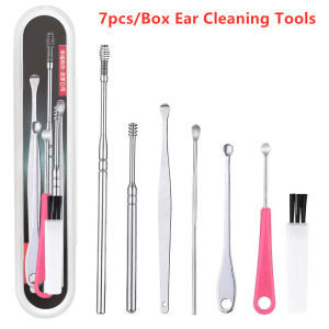 7pcs Portable Ear Cleaner Set Earpick Ear Wax Remover Ear Curette Spiral Ear Spoon Ear Cleaning Tools