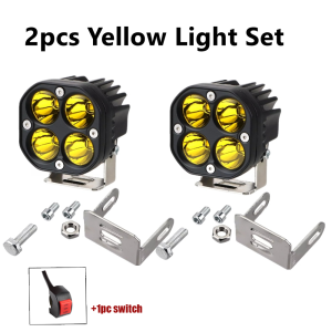 1X 3 Inch Led Spotlight Motorcycle 2 Colors 12V 24V Square Universal Car Fog Lamp Work Light Bar Driving Light 4x4 Offroad White Yellow Light