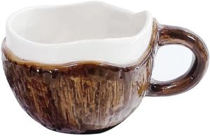 Retro hand-kneaded irregular ceramic mug coconut cup coffee cup oatmeal breakfast water cup.
