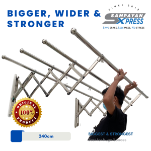 4 PREMIUM (240 CM) Retractable Stainless Steel Wall Mounted Clothes Drying Rack (Sampayan)