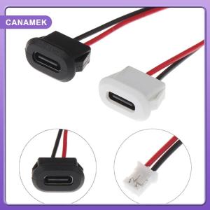 【CANAMEK】 2Pin USB-C Type Waterproof USB Connector Direct Compression Female Base Socket Charging Interface With Welding Wire