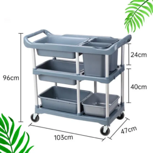 Multifunctional Kitchen Utility Trolley Cart 3 Layer Heavy Duty Food Service Trolley with Wheels Hotel Restaurant Storage Organizer Mobile Push Tray Cart
