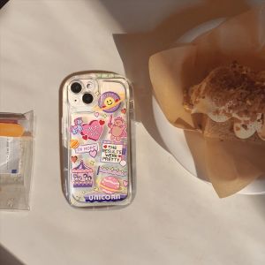 Compatible with iPhone case 14 Pro Max 11 13 Stiker Kartun casing 12 14 XR X Xs Max shockproof anti-drop clear 7 8 Plus
